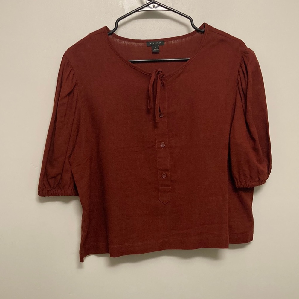 Deep red linen blouse